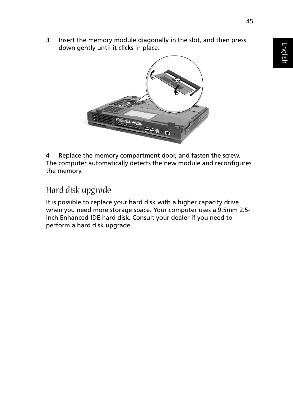 Hard disk upgrade | Acer 1510 Series User Manual | Page 55 / 99