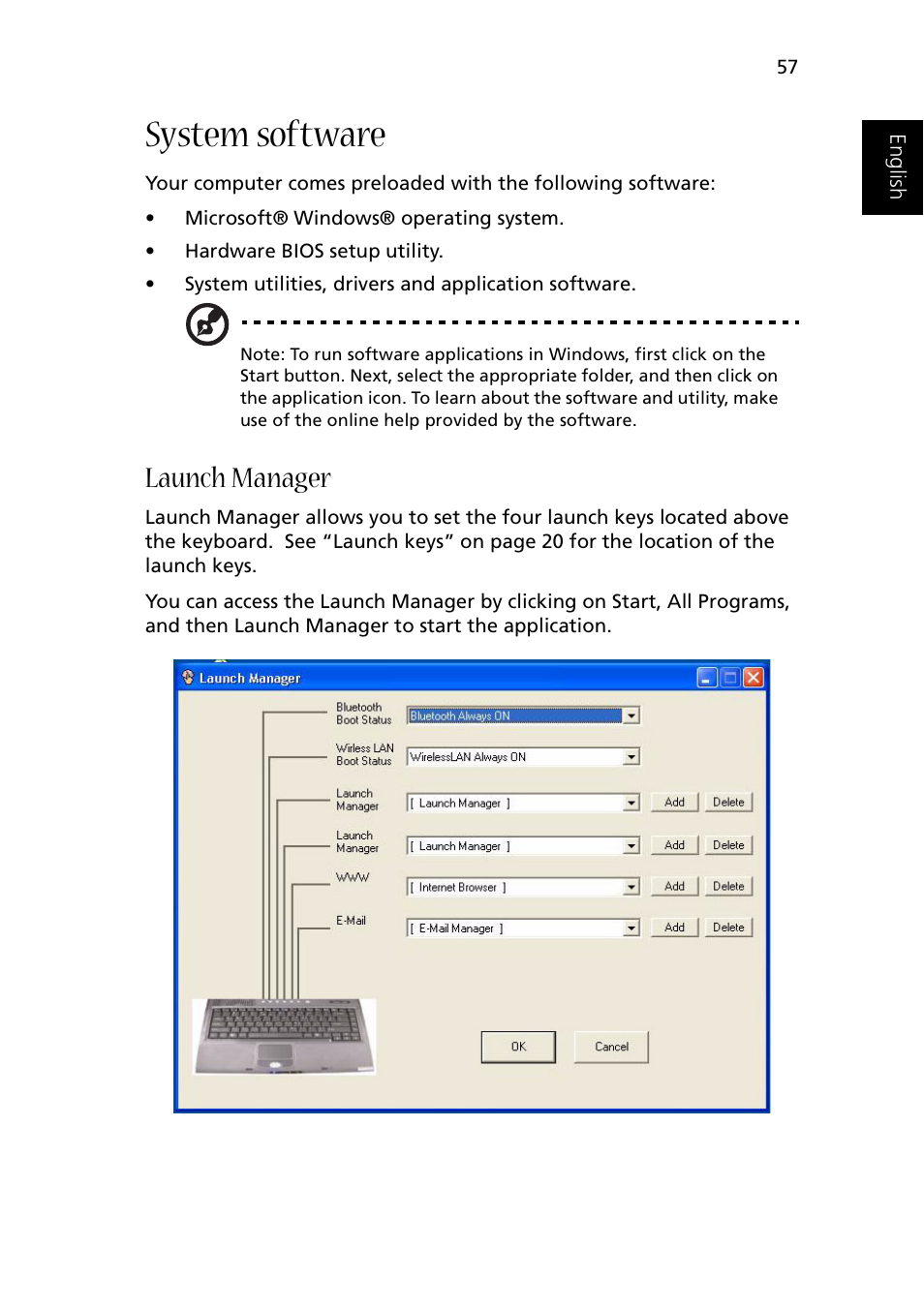 System software, Launch manager | Acer 1510 Series User Manual | Page 67 / 99