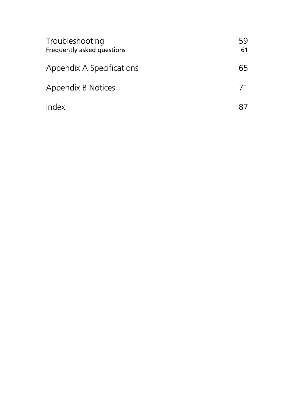 Acer 1510 Series User Manual | Page 9 / 99