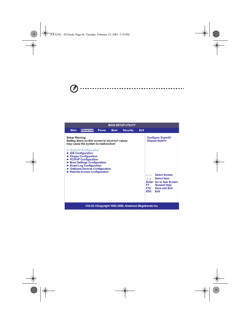 Advanced | Acer Altos G700 series User Manual | Page 76 / 124