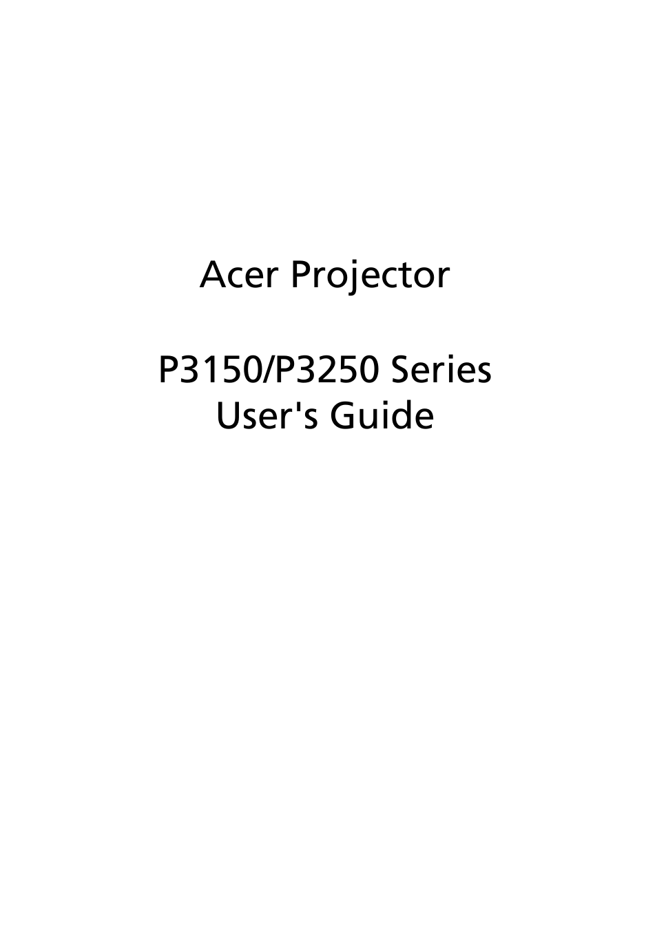 Acer P3250 Series User Manual | 53 pages