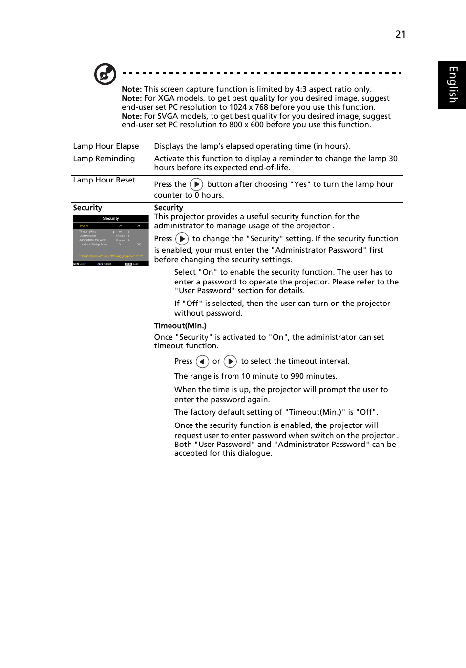 Eng lis h | Acer P3250 Series User Manual | Page 33 / 53