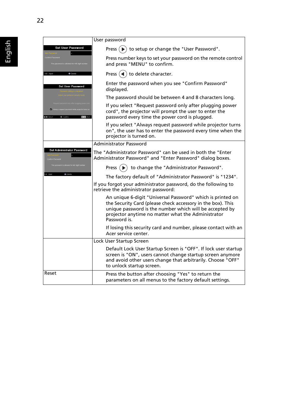 English | Acer P3250 Series User Manual | Page 34 / 53