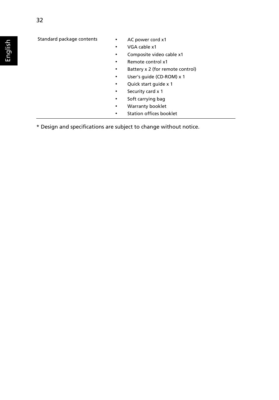English | Acer P3250 Series User Manual | Page 44 / 53
