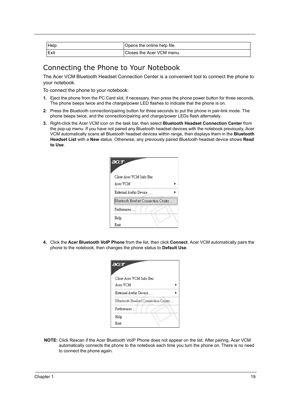 Connecting the phone to your notebook | Acer 5000 User Manual | Page 28 / 118