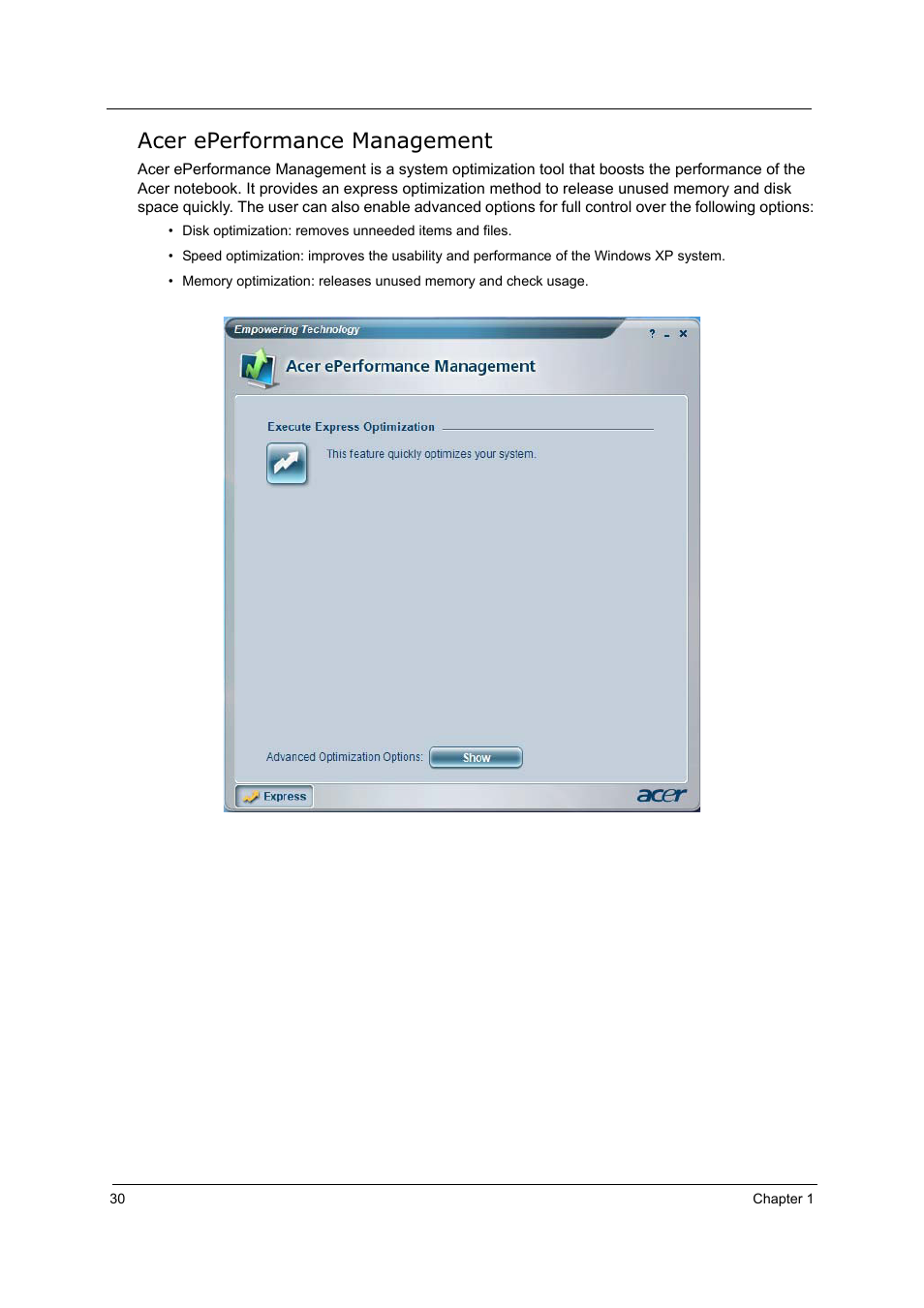 Acer eperformance management | Acer 5000 User Manual | Page 39 / 118