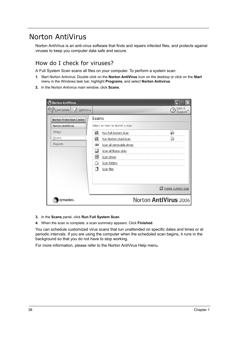 Norton antivirus, How do i check for viruses | Acer 5000 User Manual | Page 47 / 118