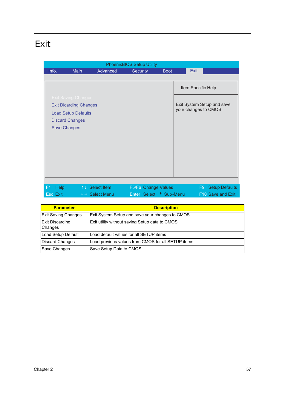 Exit | Acer 5000 User Manual | Page 66 / 118