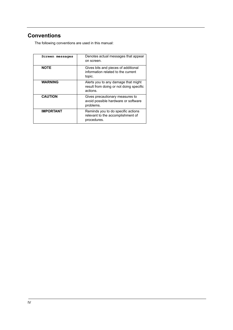 Conventions | Acer 2500 User Manual | Page 4 / 147