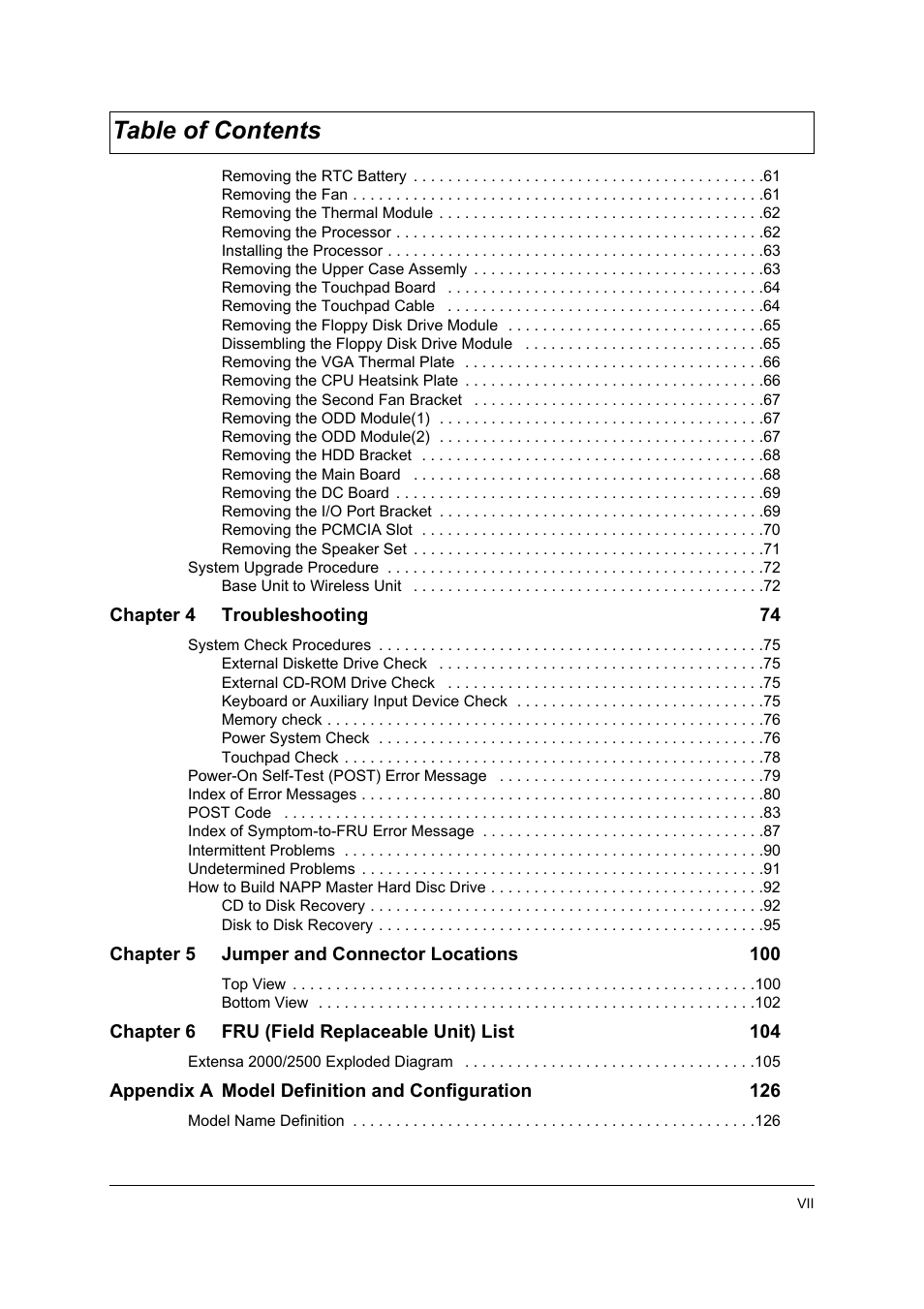 Acer 2500 User Manual | Page 7 / 147