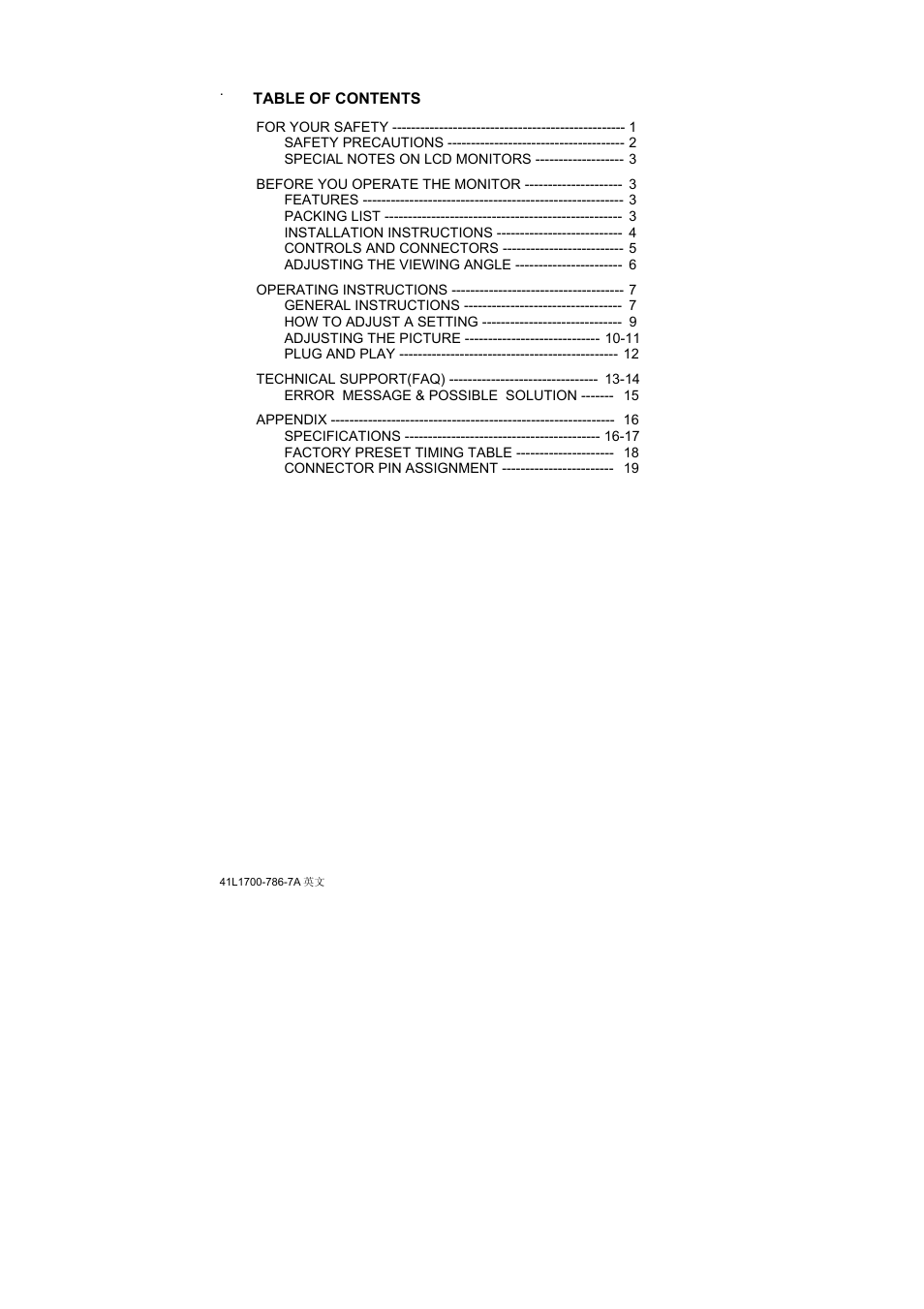 Acer 41L1700-786-7A User Manual | 20 pages