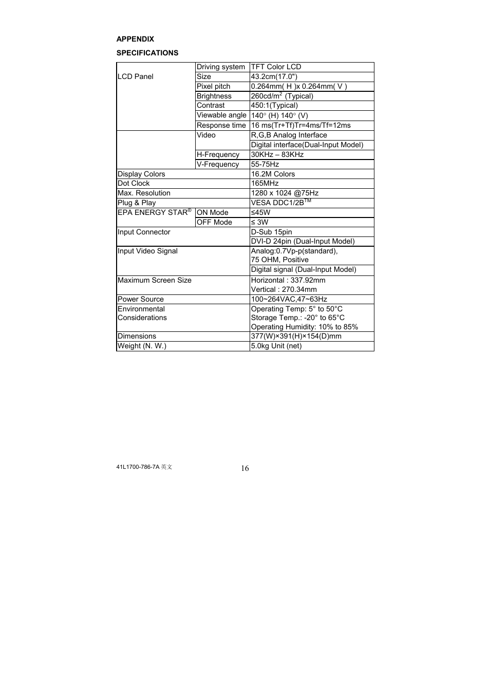 Acer 41L1700-786-7A User Manual | Page 17 / 20