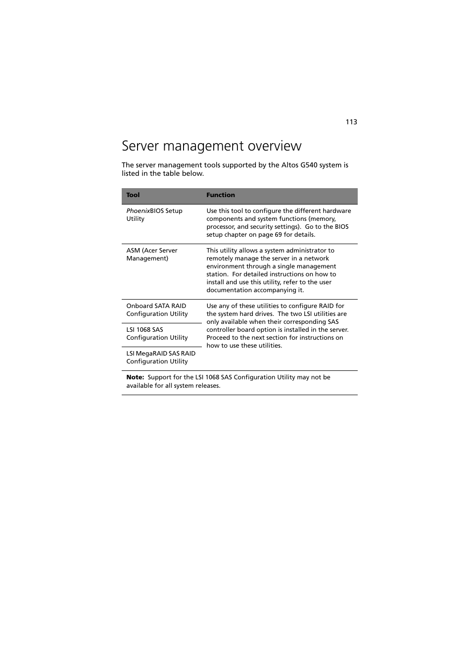 Server management overview | Acer Altos MU.R230E.001 User Manual | Page 123 / 146