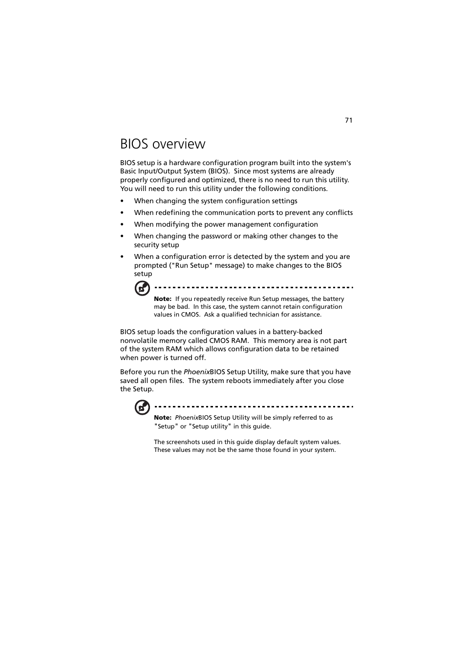 Bios overview | Acer Altos MU.R230E.001 User Manual | Page 81 / 146