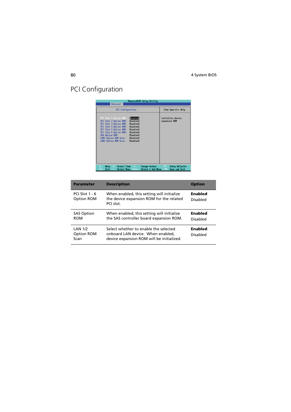 Pci configuration | Acer Altos MU.R230E.001 User Manual | Page 90 / 146