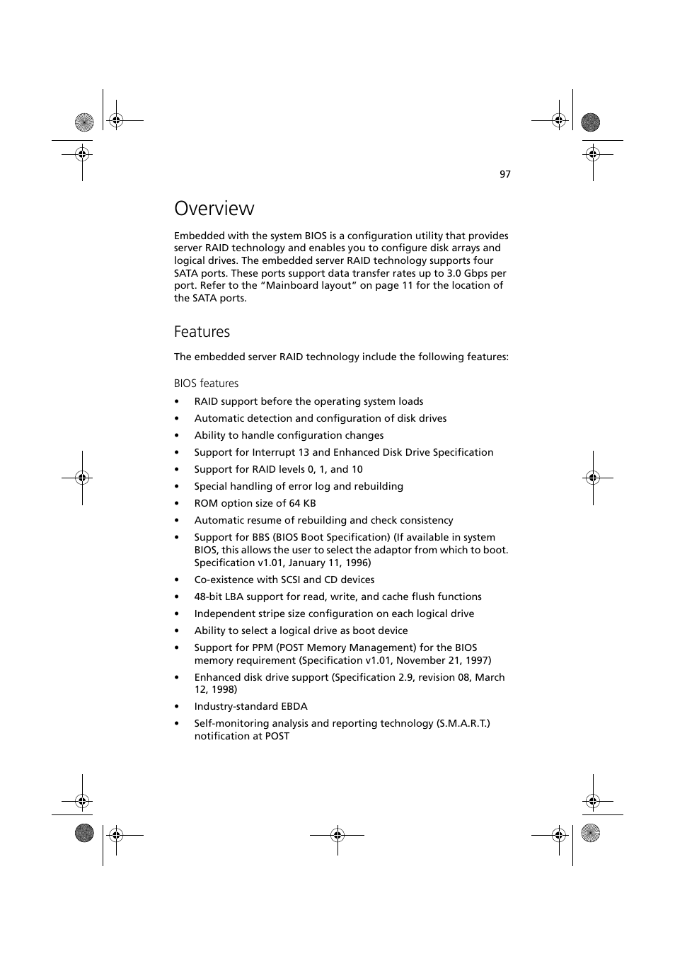 Overview, Features | Acer Altos G320 Series User Manual | Page 107 / 132