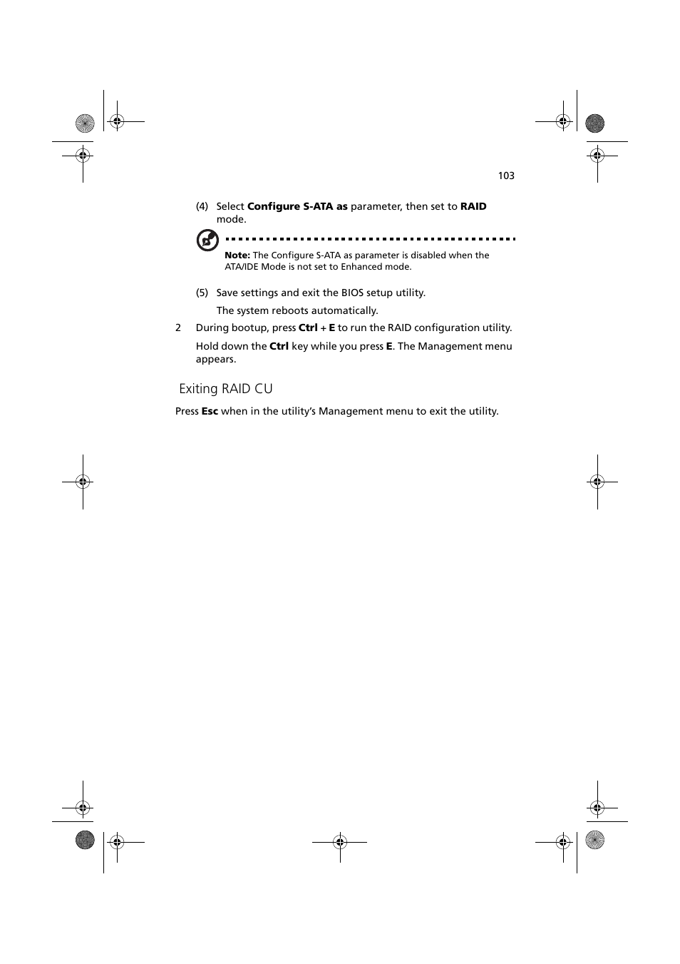 Exiting raid cu | Acer Altos G320 Series User Manual | Page 113 / 132