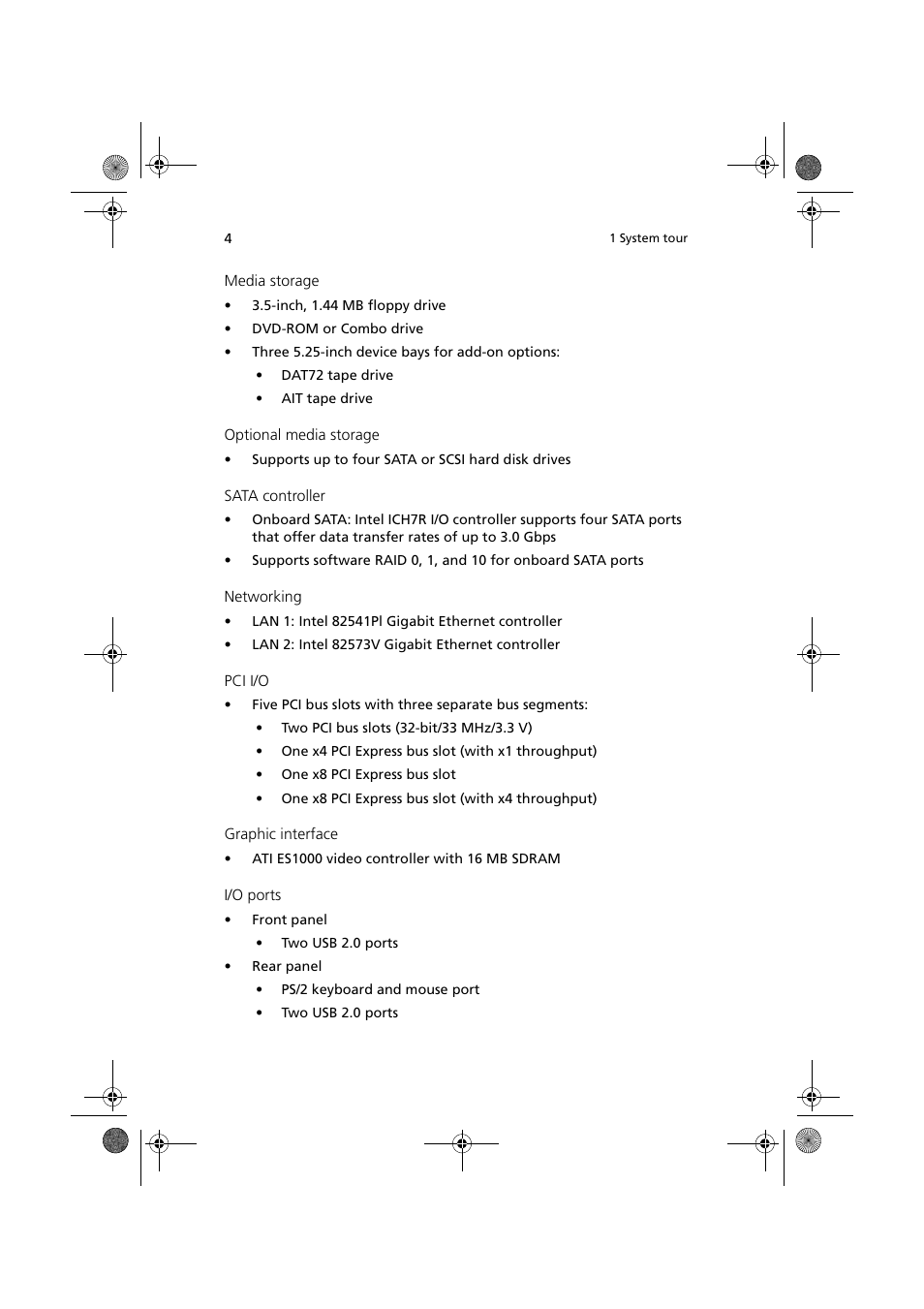 Acer Altos G320 Series User Manual | Page 14 / 132
