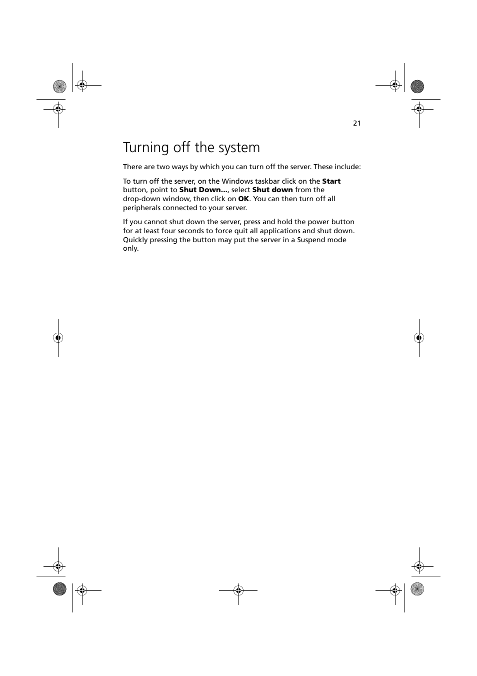 Turning off the system | Acer Altos G320 Series User Manual | Page 31 / 132