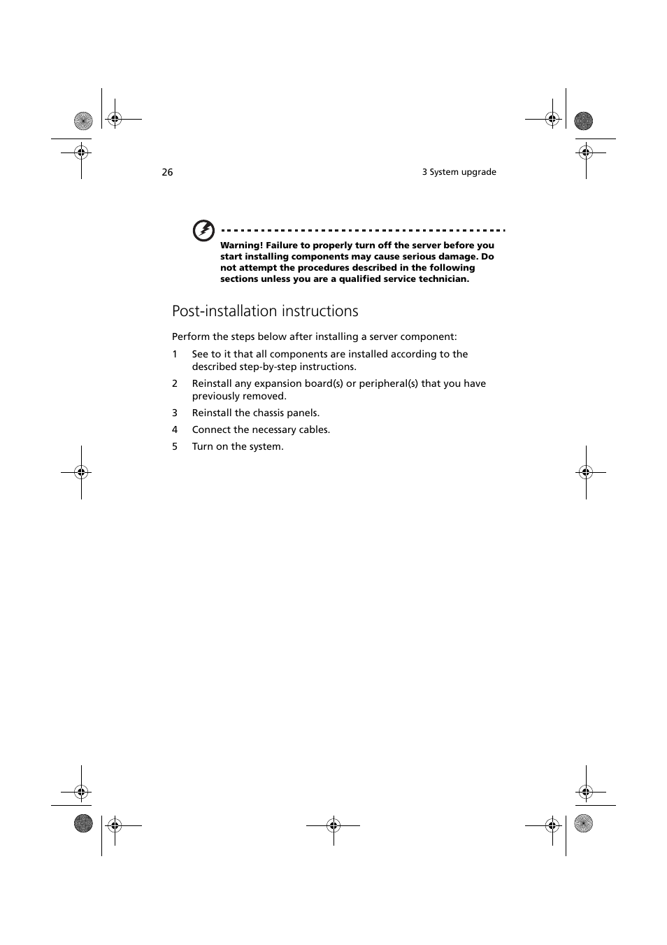 Post-installation instructions | Acer Altos G320 Series User Manual | Page 36 / 132