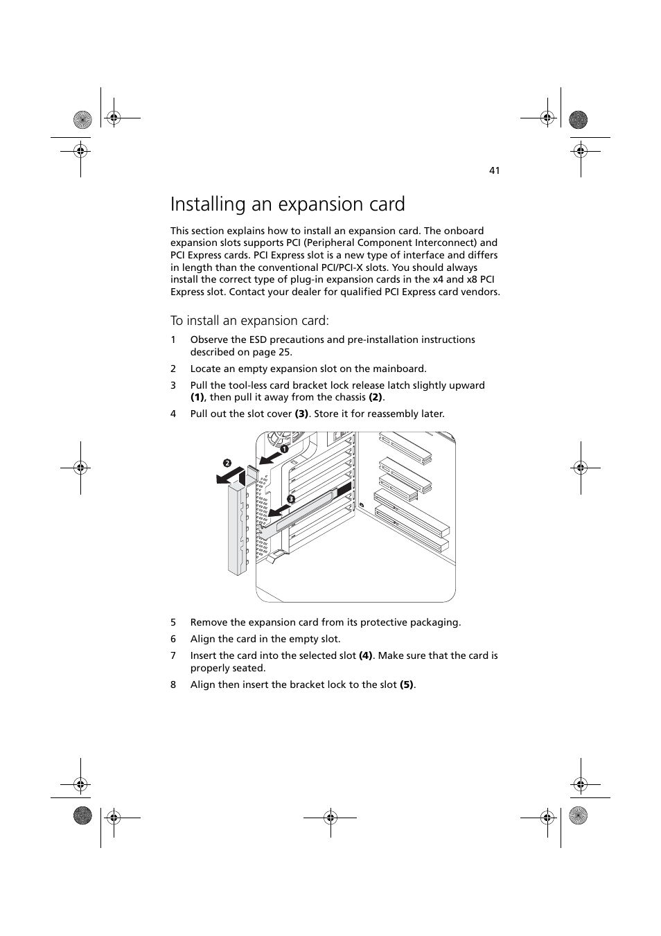 Installing an expansion card | Acer Altos G320 Series User Manual | Page 51 / 132