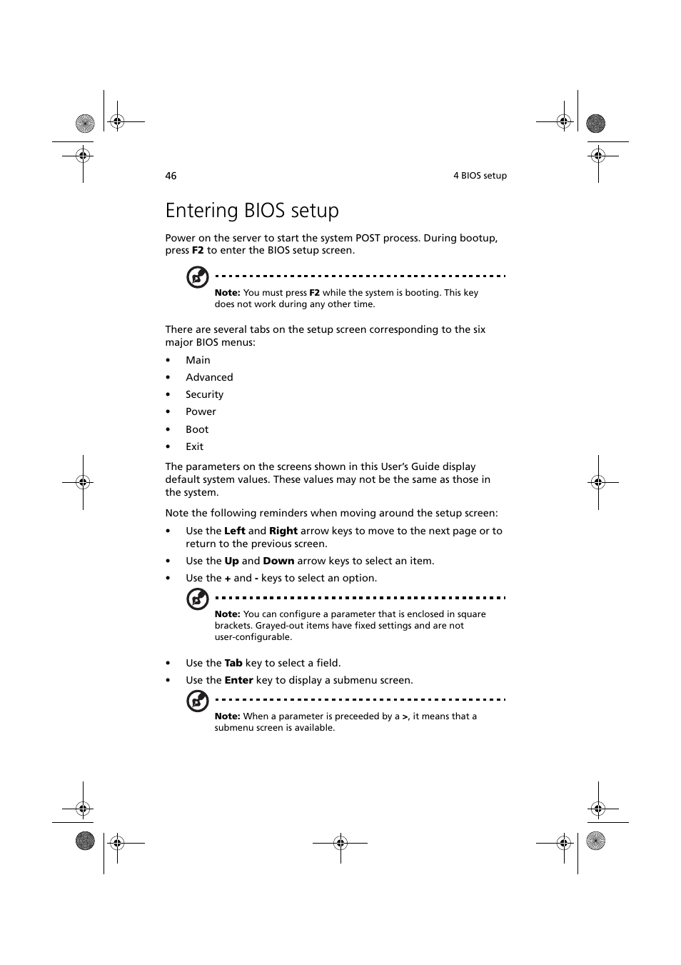 Entering bios setup | Acer Altos G320 Series User Manual | Page 56 / 132