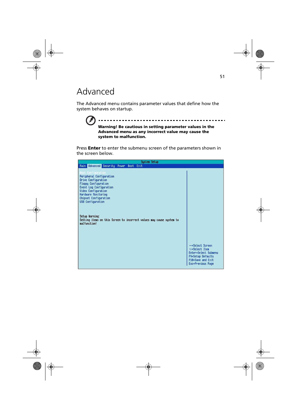 Advanced | Acer Altos G320 Series User Manual | Page 61 / 132