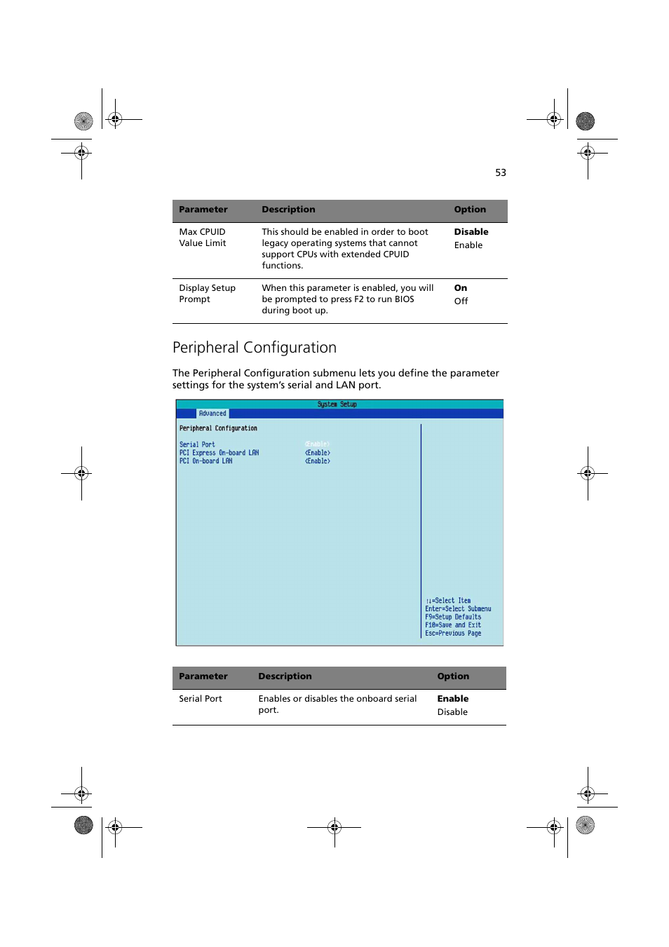 Peripheral configuration | Acer Altos G320 Series User Manual | Page 63 / 132