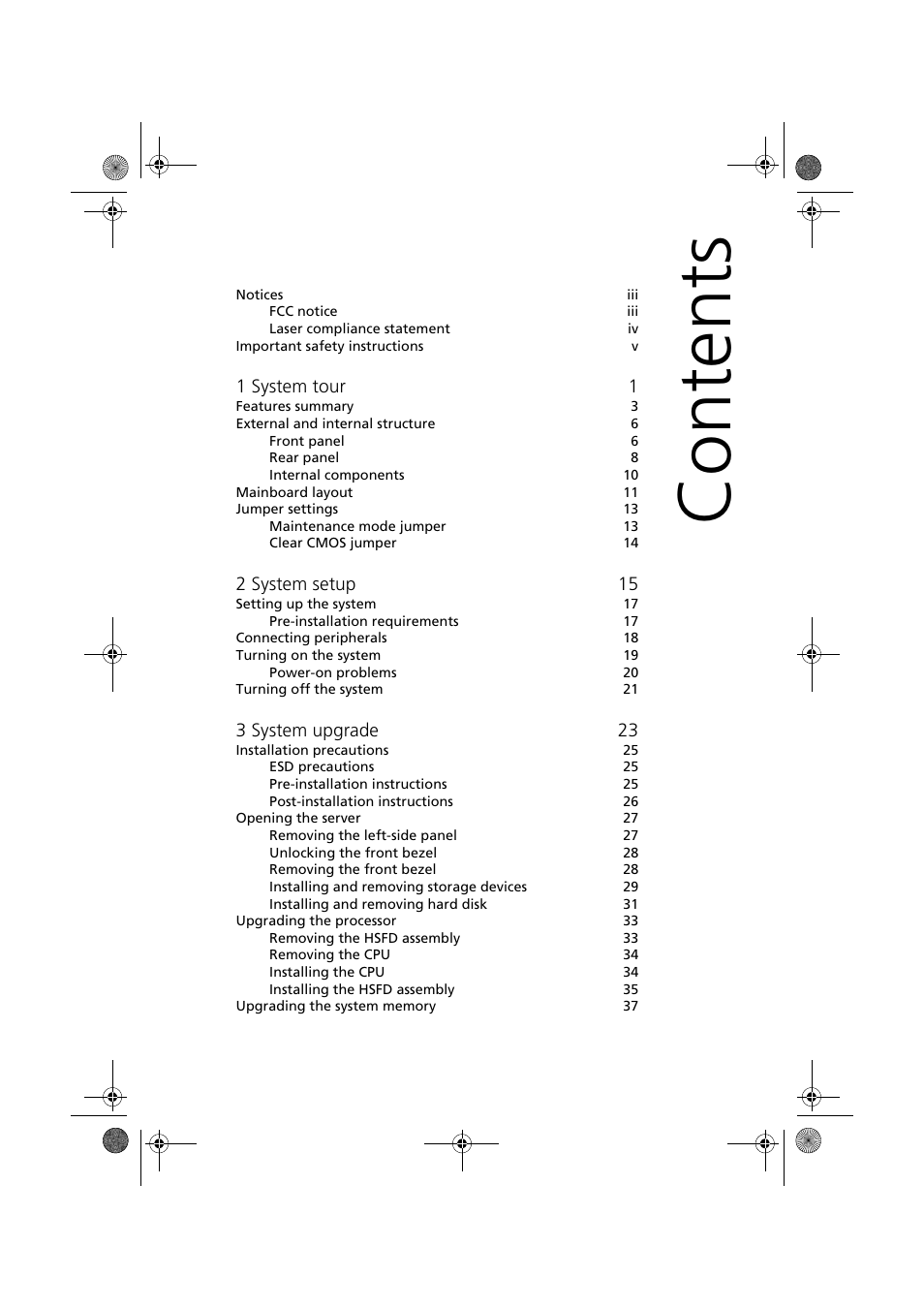 Acer Altos G320 Series User Manual | Page 7 / 132