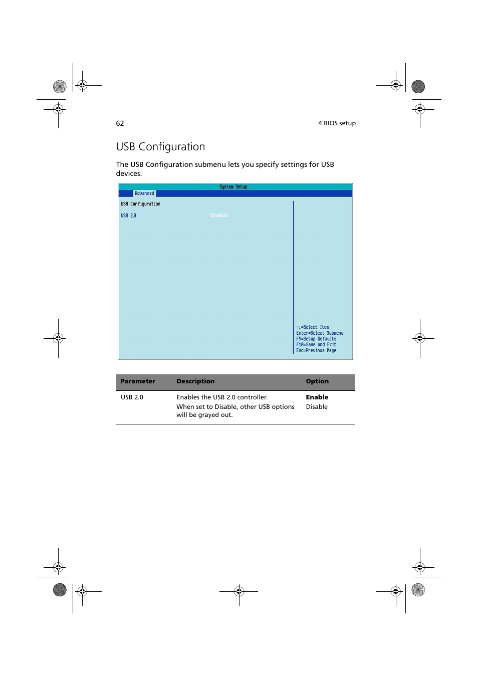 Usb configuration | Acer Altos G320 Series User Manual | Page 72 / 132