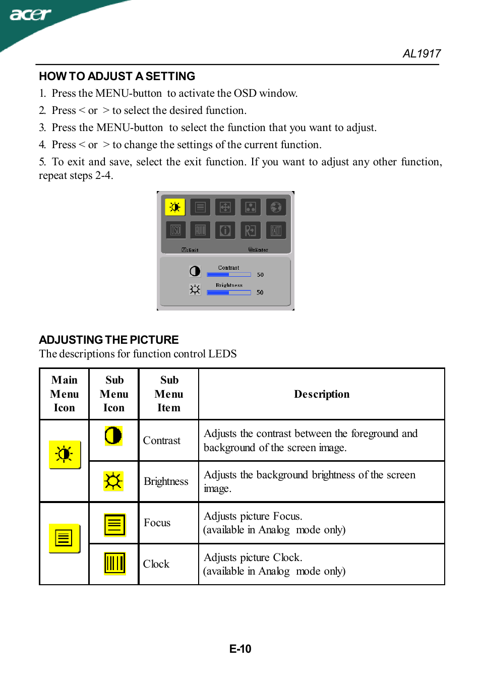 Acer AL1917T User Manual | Page 11 / 16