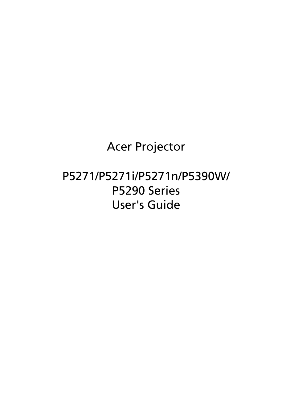 Acer P5271 User Manual | 70 pages