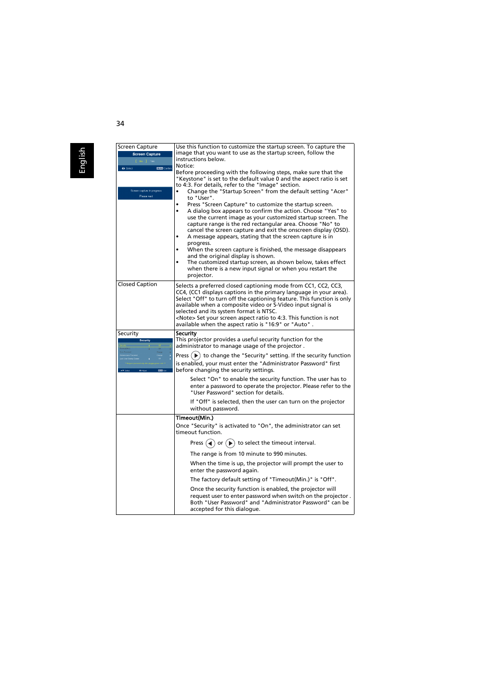 En gl ish | Acer P5271 User Manual | Page 46 / 70