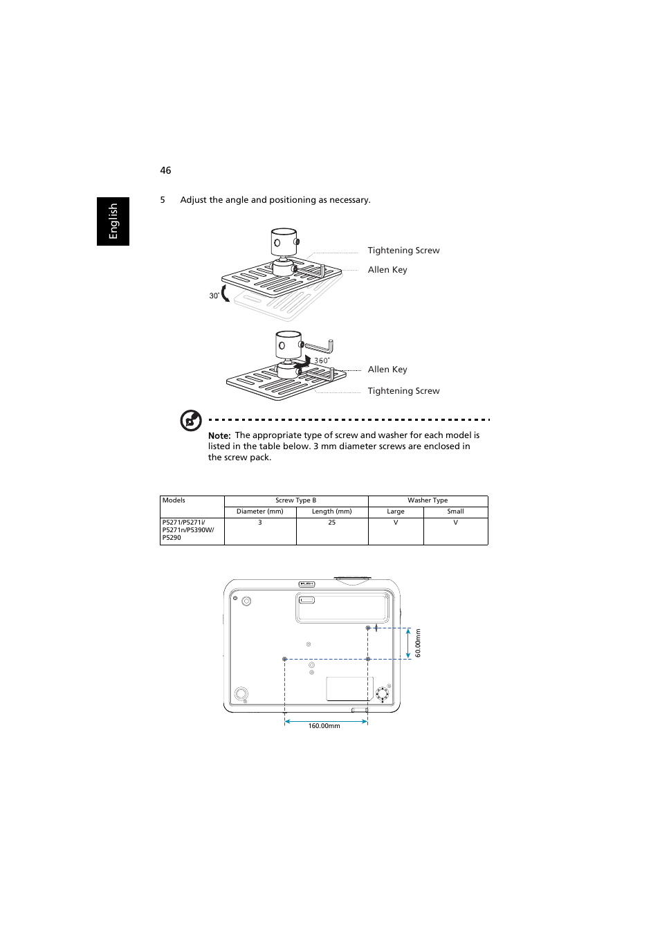 En gl ish | Acer P5271 User Manual | Page 58 / 70