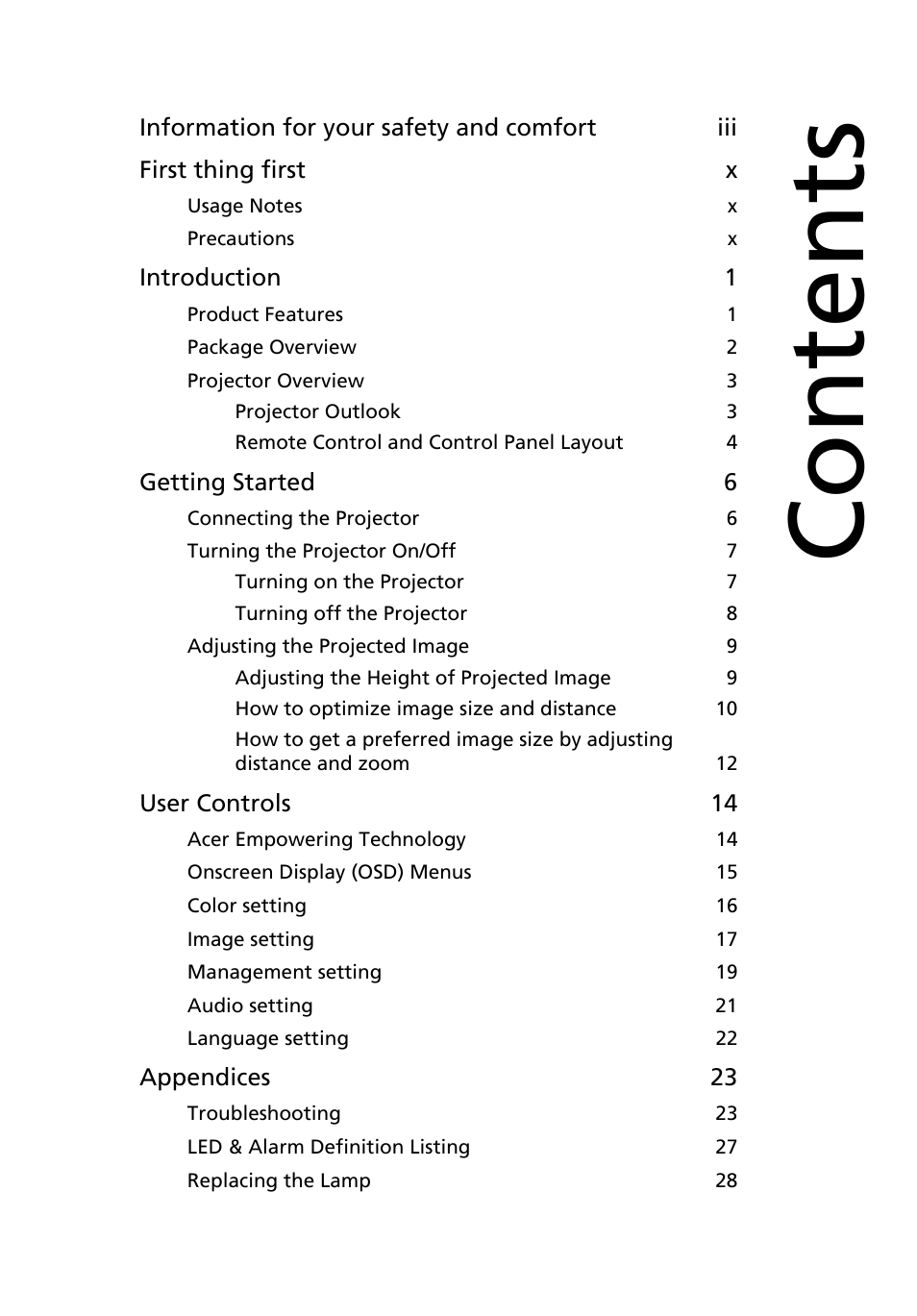 Acer X1160 User Manual | Page 11 / 52