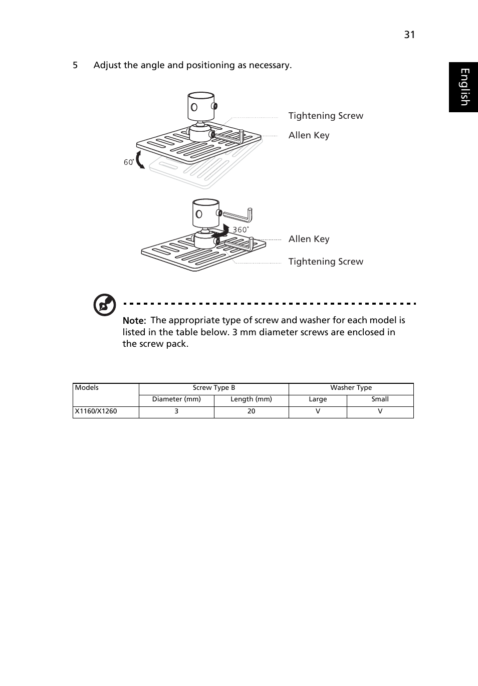 Eng lis h | Acer X1160 User Manual | Page 43 / 52