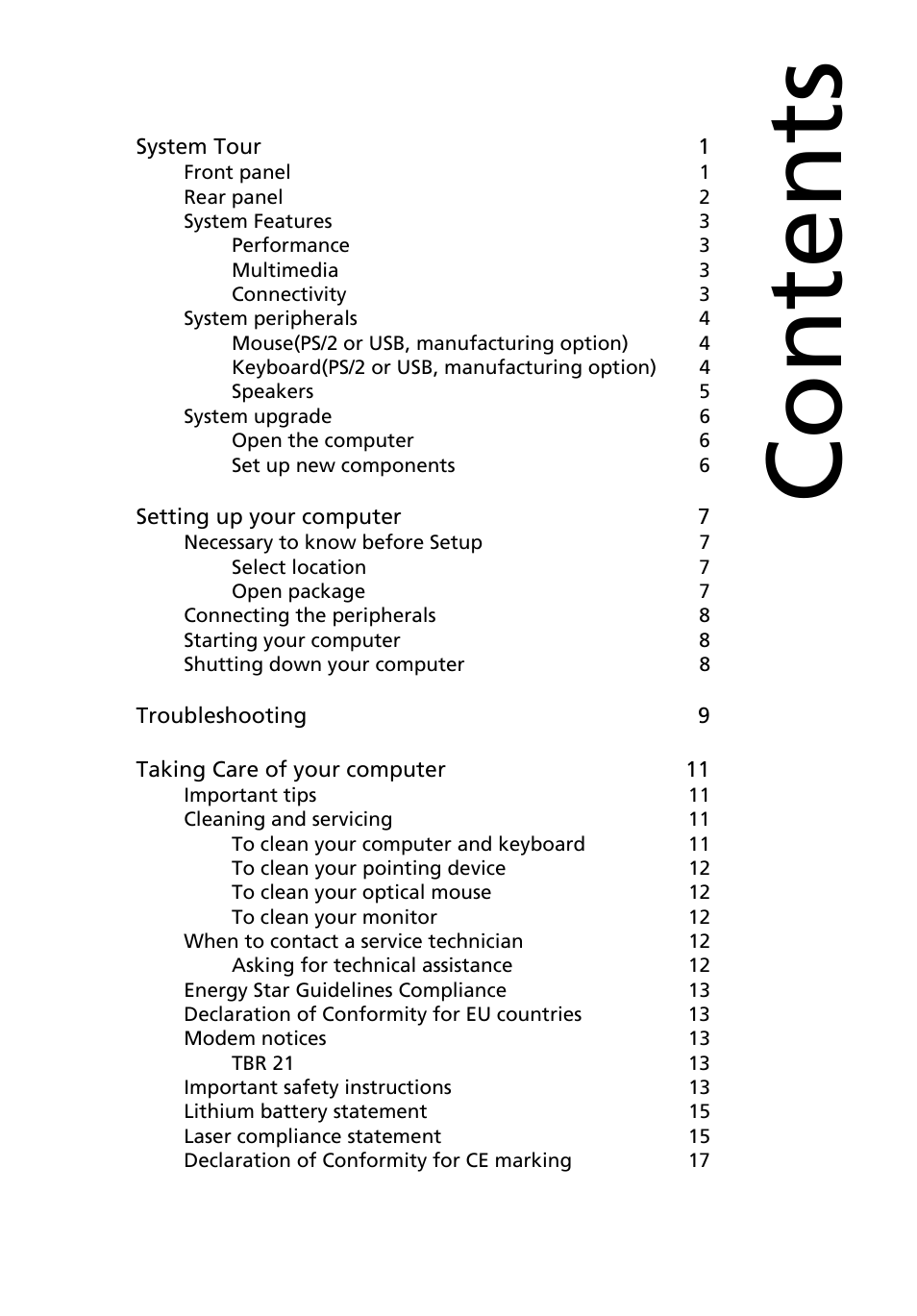 Acer Aspire T330 User Manual | Page 3 / 21