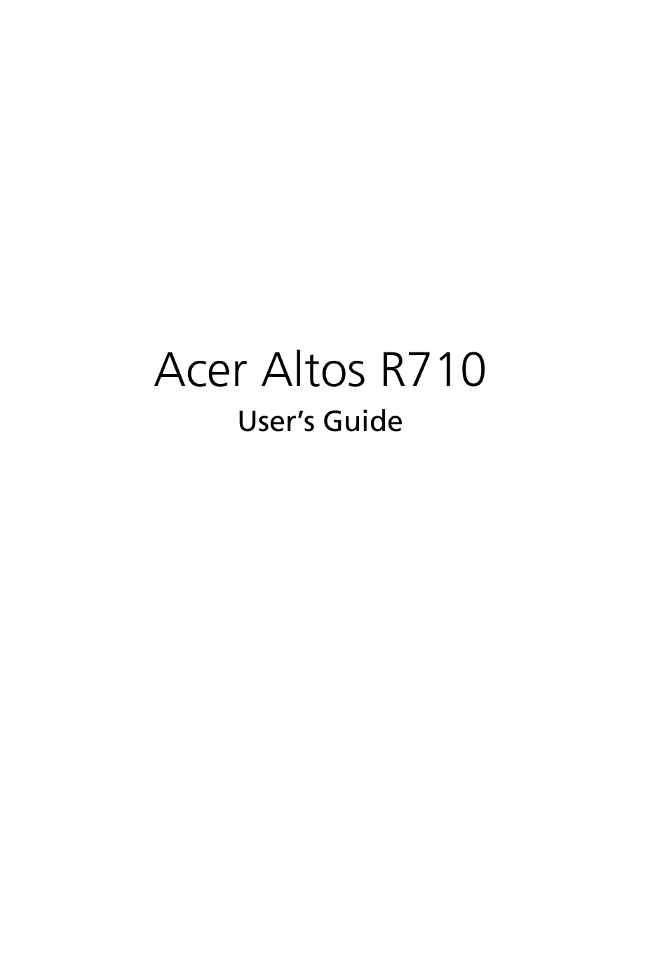 Acer Altos R710 User Manual | 214 pages