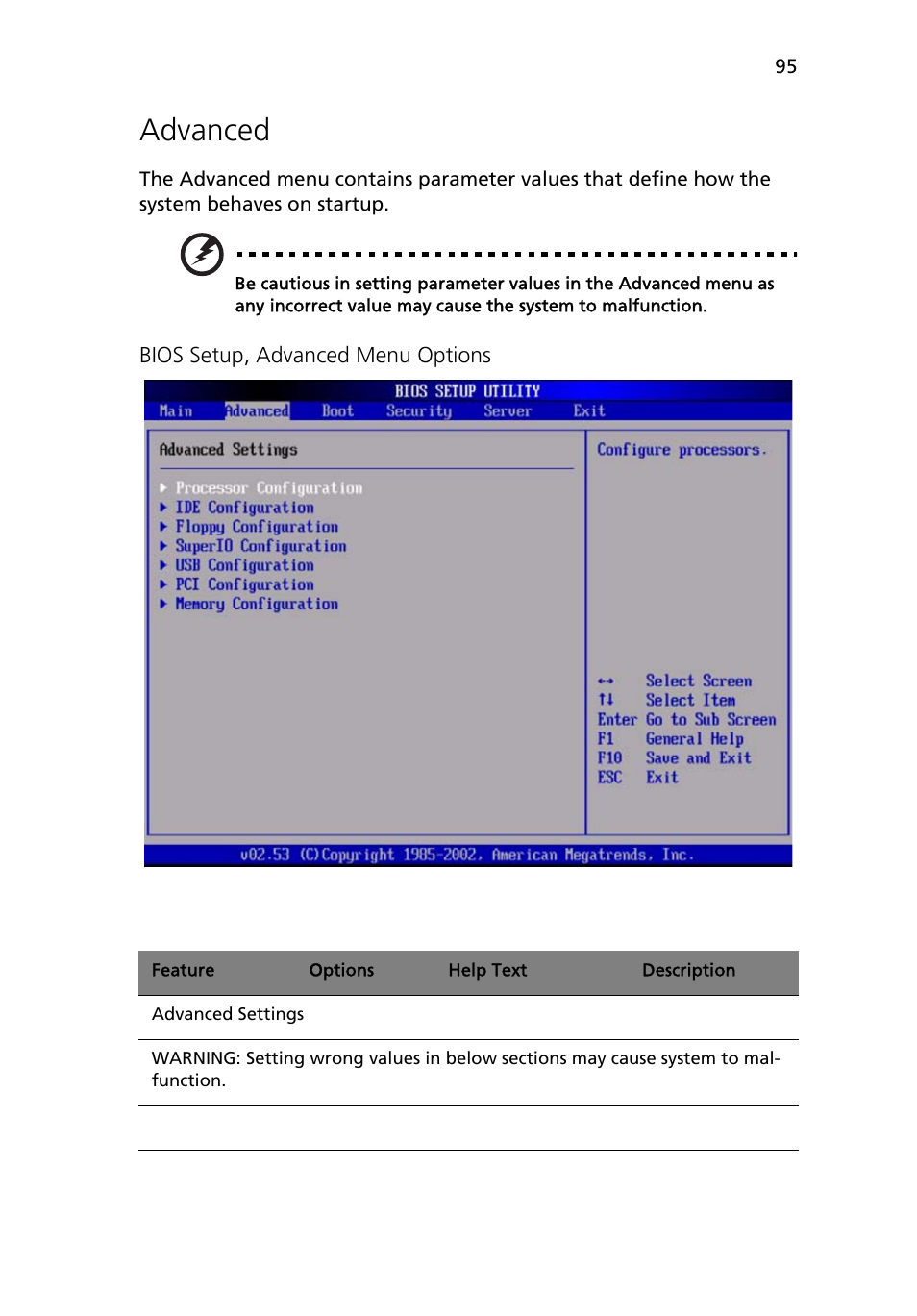 Advanced | Acer Altos R710 User Manual | Page 107 / 214