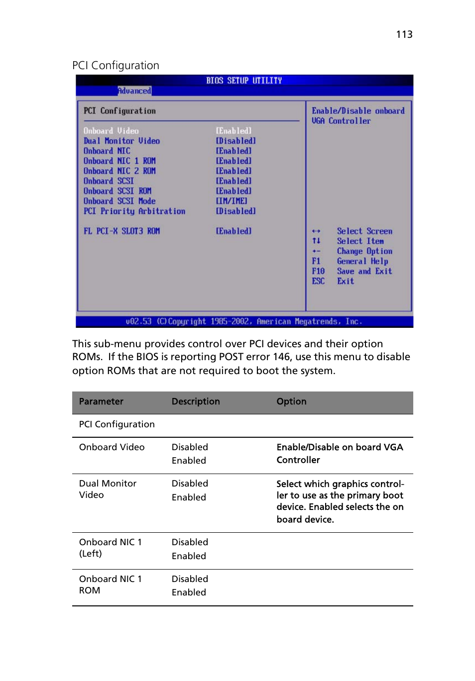 Pci configuration | Acer Altos R710 User Manual | Page 125 / 214