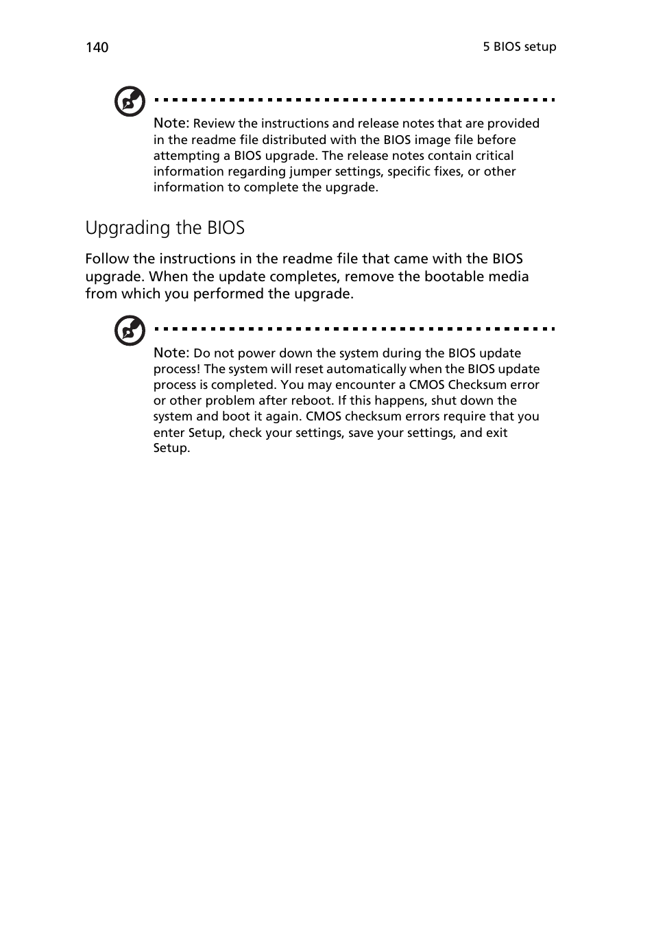 Upgrading the bios | Acer Altos R710 User Manual | Page 152 / 214