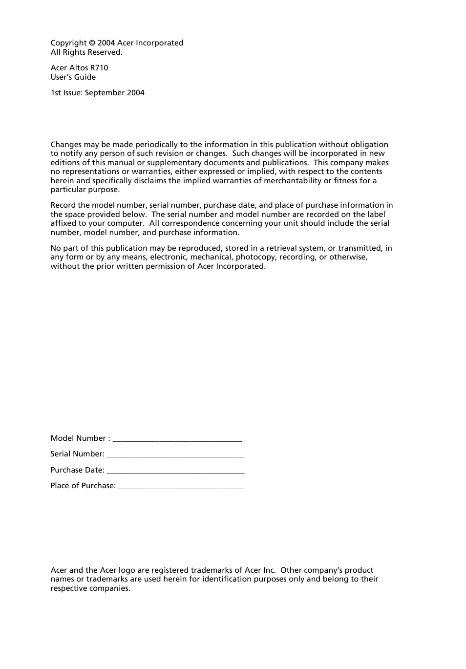 Acer Altos R710 User Manual | Page 2 / 214