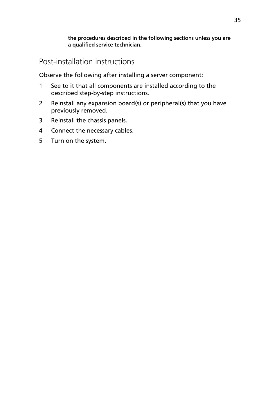 Post-installation instructions | Acer Altos R710 User Manual | Page 47 / 214