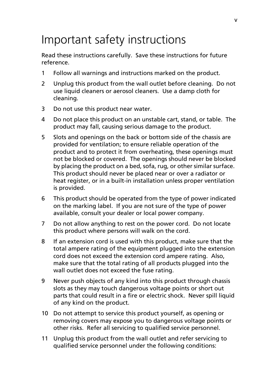 Important safety instructions | Acer Altos R710 User Manual | Page 5 / 214