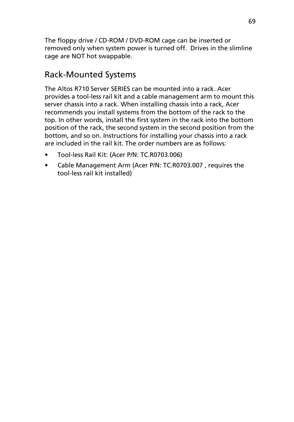 Rack-mounted systems | Acer Altos R710 User Manual | Page 81 / 214