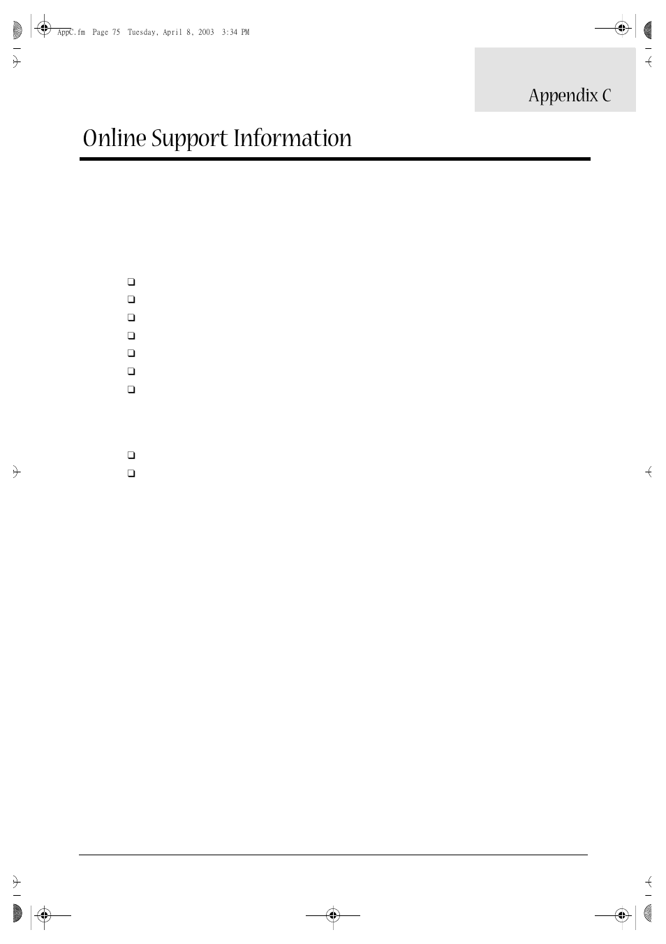 App.c online support information, Online support information, Appendix c | Acer 1310 User Manual | Page 85 / 88