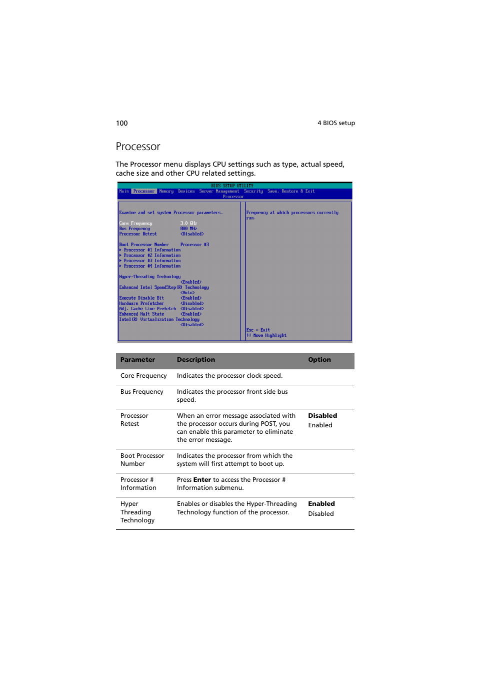 Processor | Acer Altos R910 User Manual | Page 110 / 192