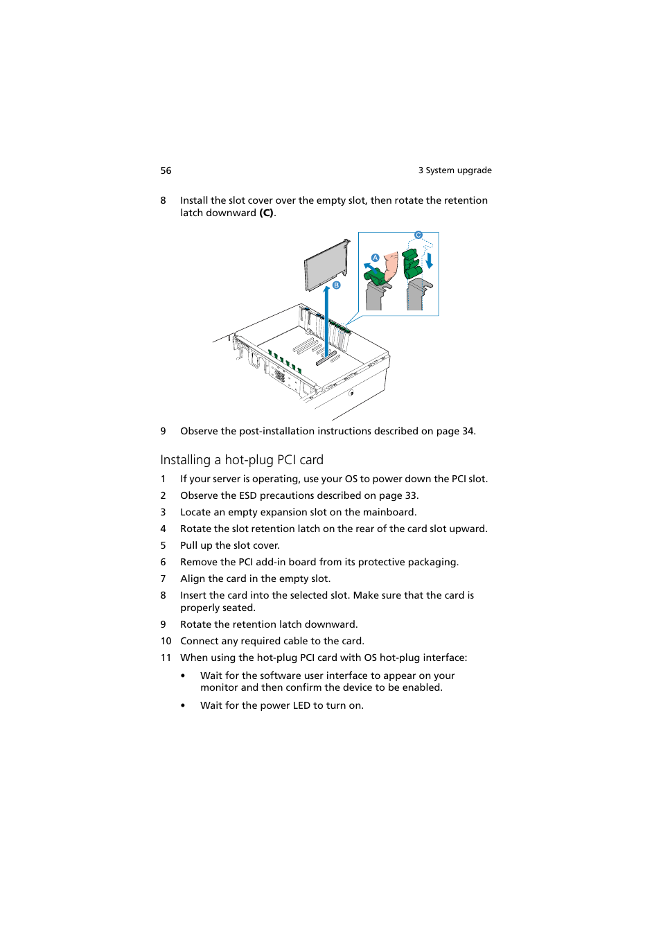 Installing a hot-plug pci card | Acer Altos R910 User Manual | Page 66 / 192