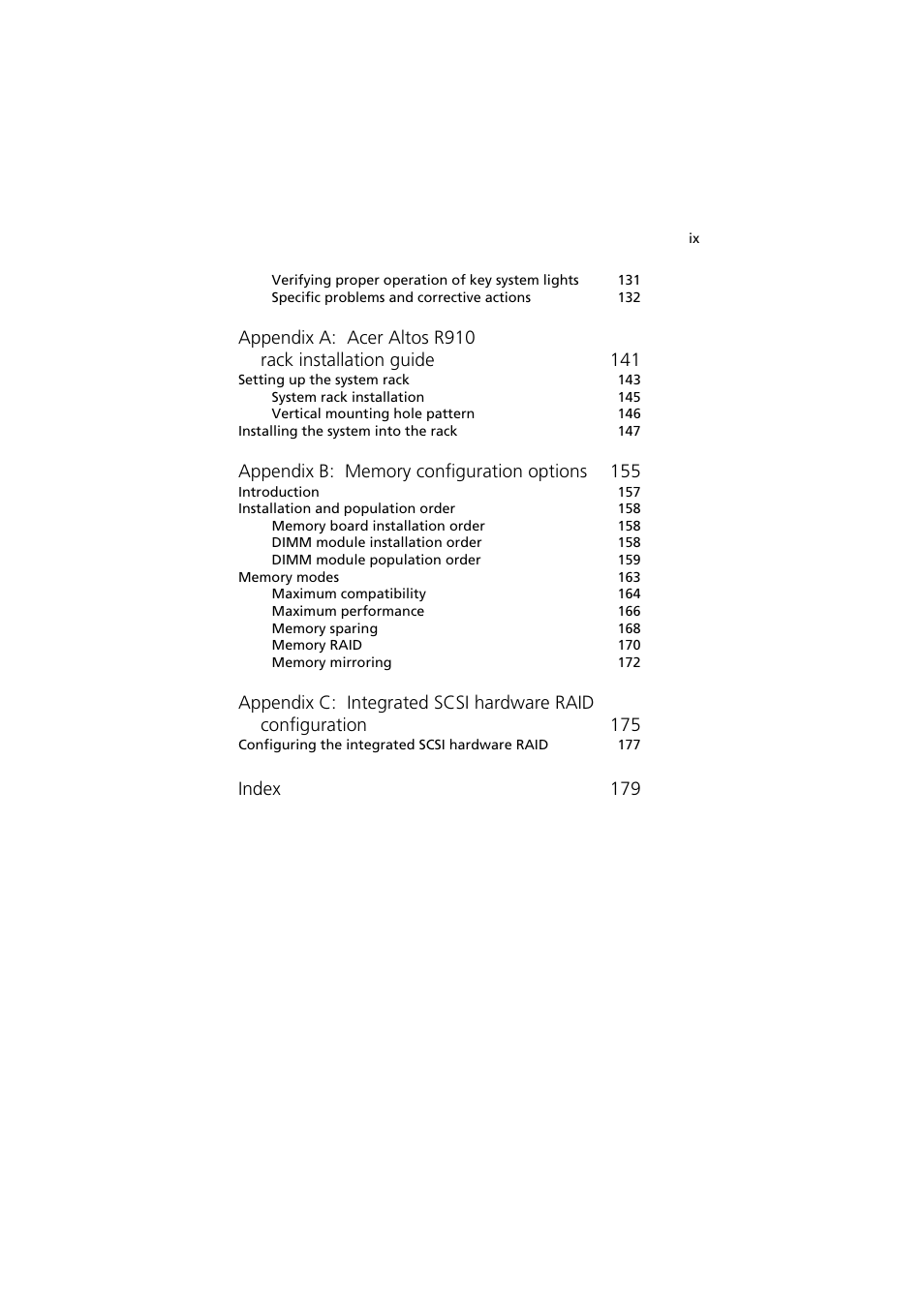 Index 179 | Acer Altos R910 User Manual | Page 9 / 192