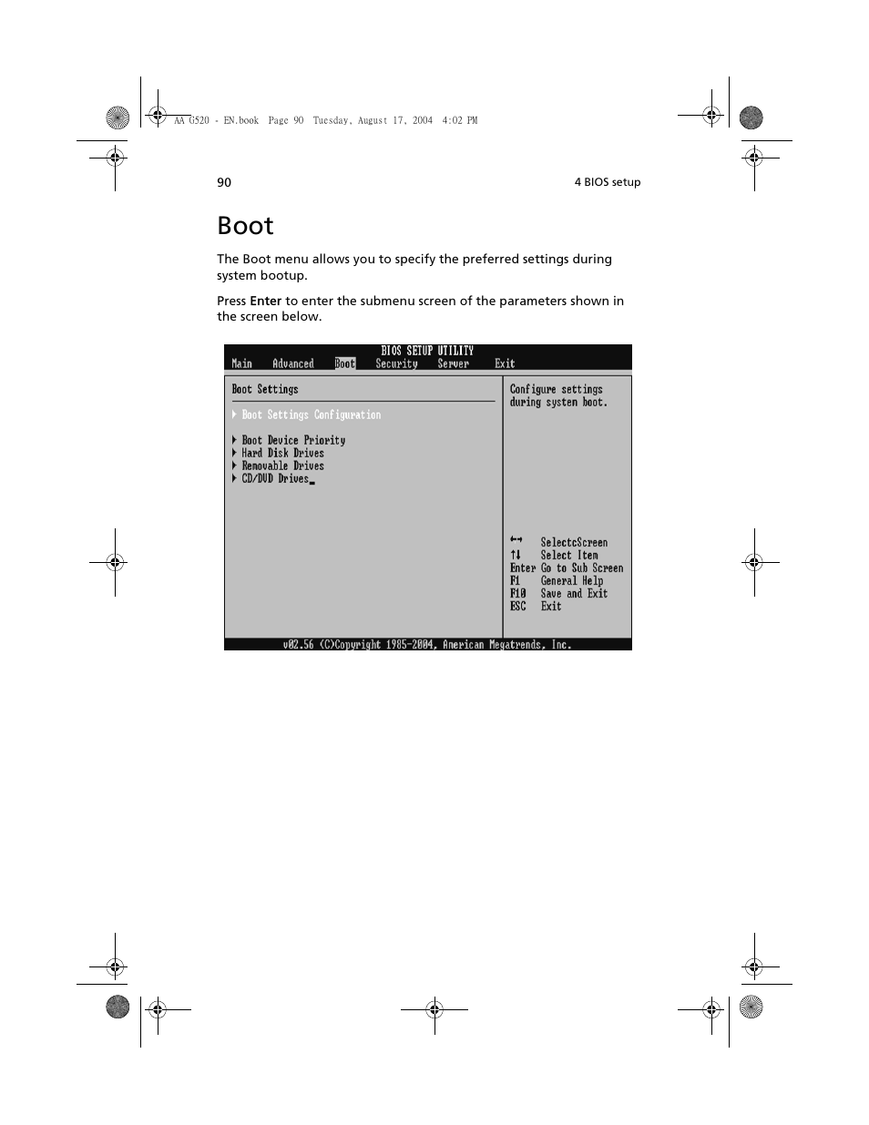 Boot | Acer Altos G520 series User Manual | Page 100 / 186